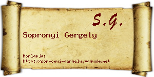 Sopronyi Gergely névjegykártya